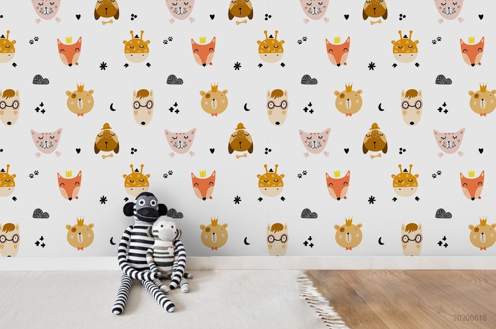 3D Animal Head Cartoon Pattern Wall Murals Wallpaper Murals Wall Sticker