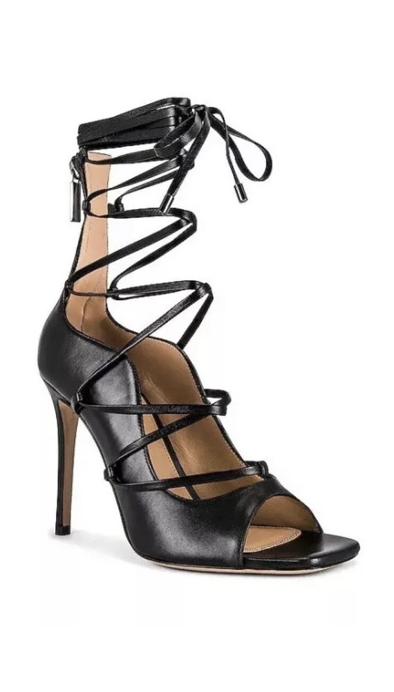 Ciara LITA Black Leather Strappy Heel Sandals Size 40 US 9.5