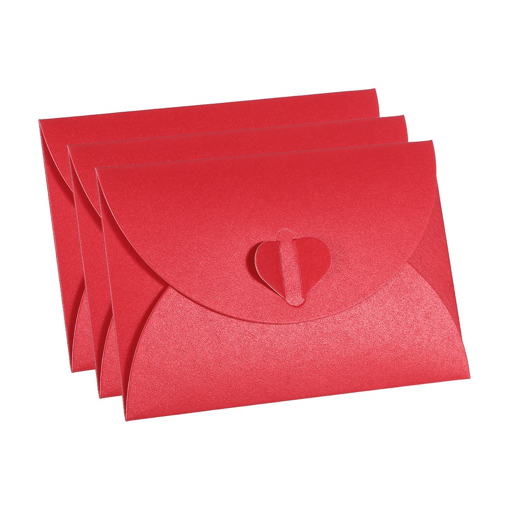12pcs Gift Card Envelopes, Heart Shaped Clasp Mini Envelope Red-image