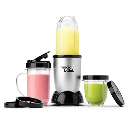 Magic Bullet Mini 11-Piece Blender & Mixer Set Silver Compact Countertop
