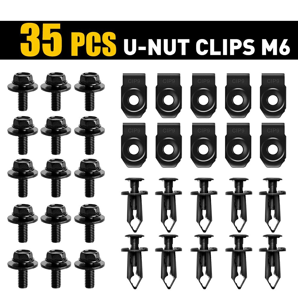 For Toyota Bolts&U-nut Body - Clips M6 Engine Under Cover Splash Shield 35PCS US