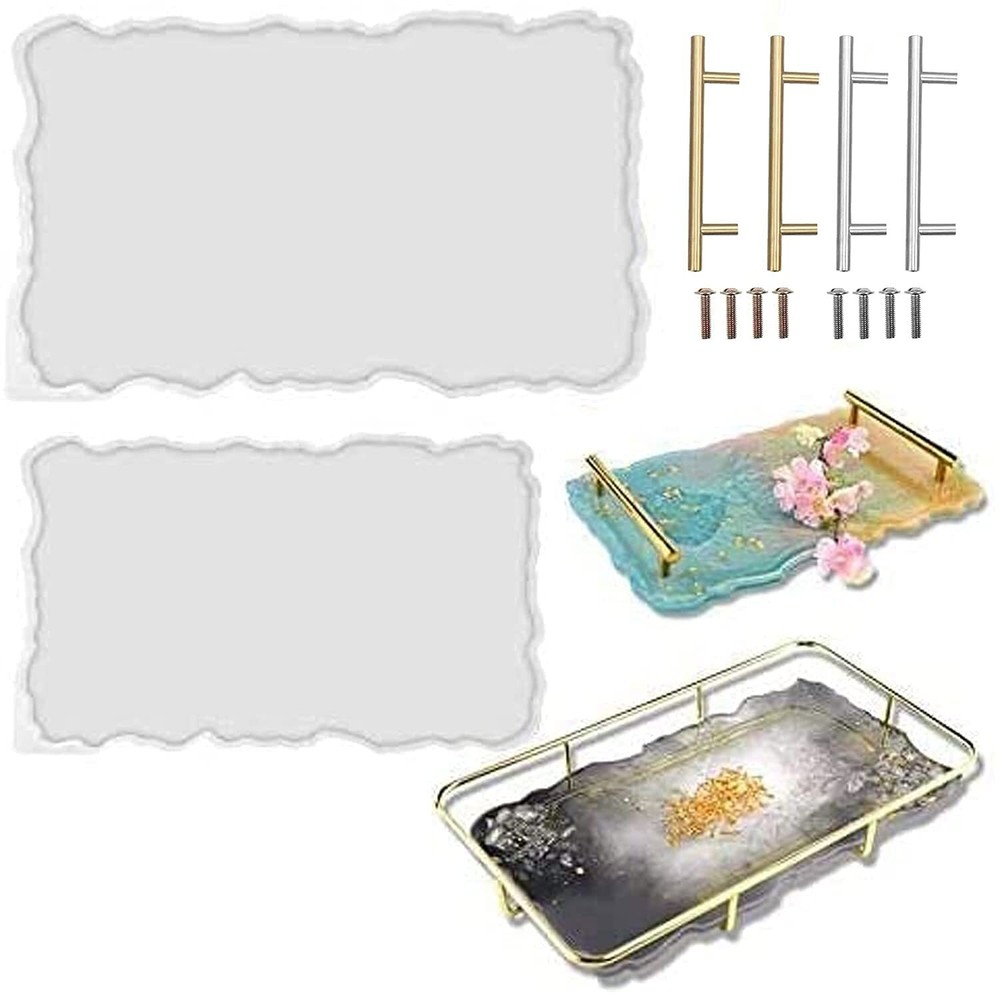 2 Size 14 inches XL Large Tray Silicone Molds Epoxy Resin Geode Tray Mold wit...