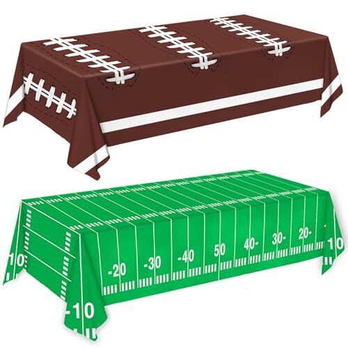 Touchdown Football Party Tablecloth - Disposable Plastic Decorations for Game Day