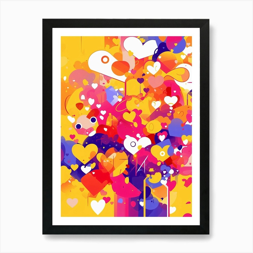 Abstract Hearts Art Print Framed Wall Art Poster Canvas Print Picture