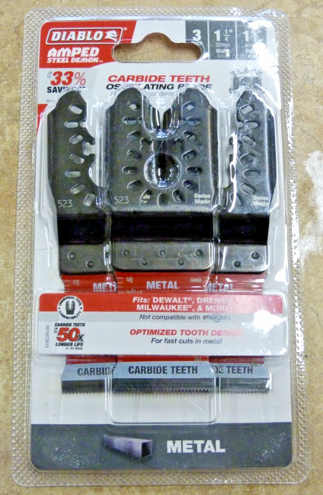 Diablo DOU125CF3 Carbide Teeth Oscillating Blade 3 Pack Pieces Universal Metal