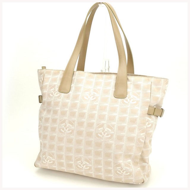 Chanel Tote Bag Travel Line Beige Used R-0148