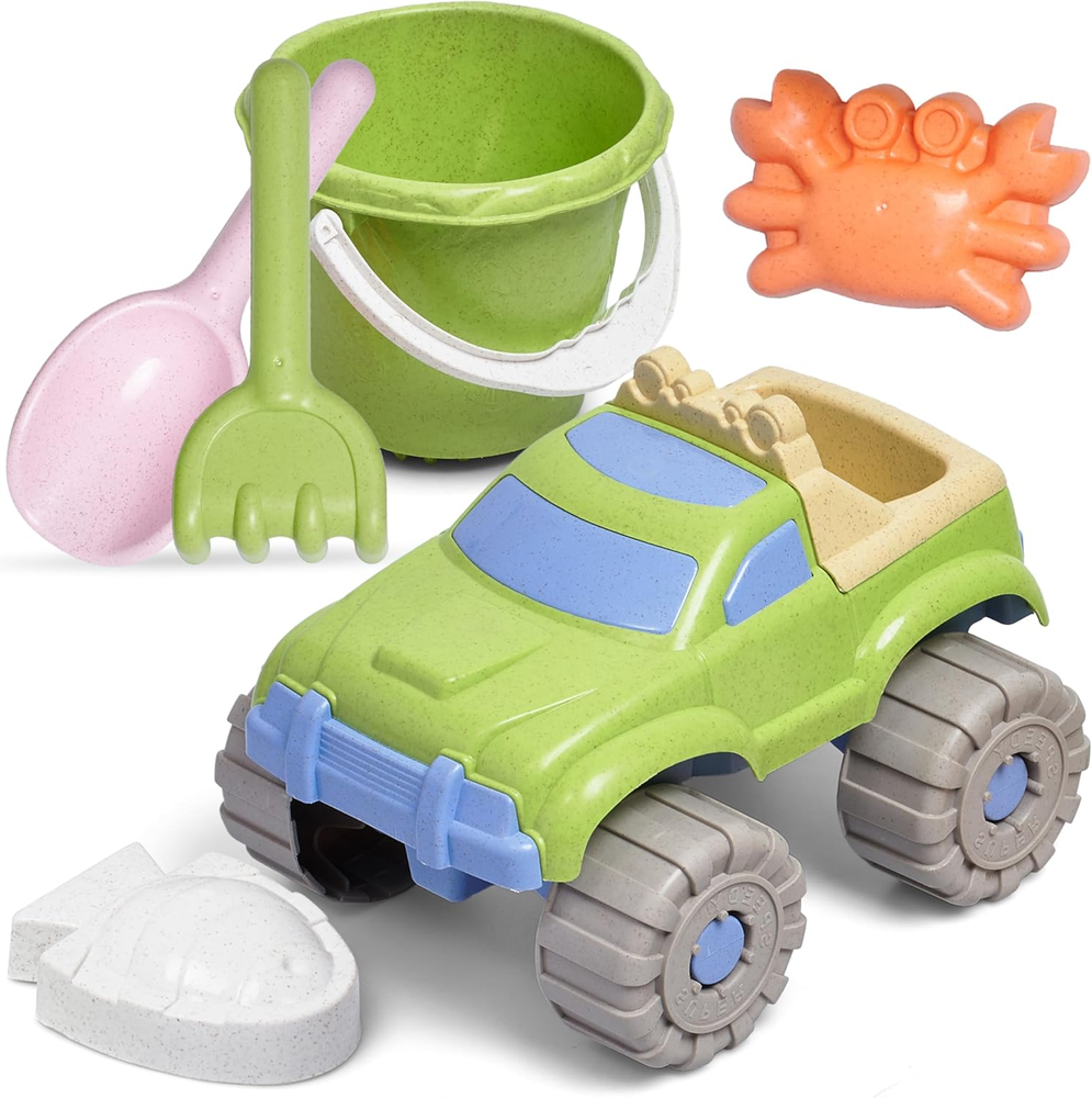 Top Race Monster Truck Beach Toy Set of 6 Colorful Plastic Toddlers