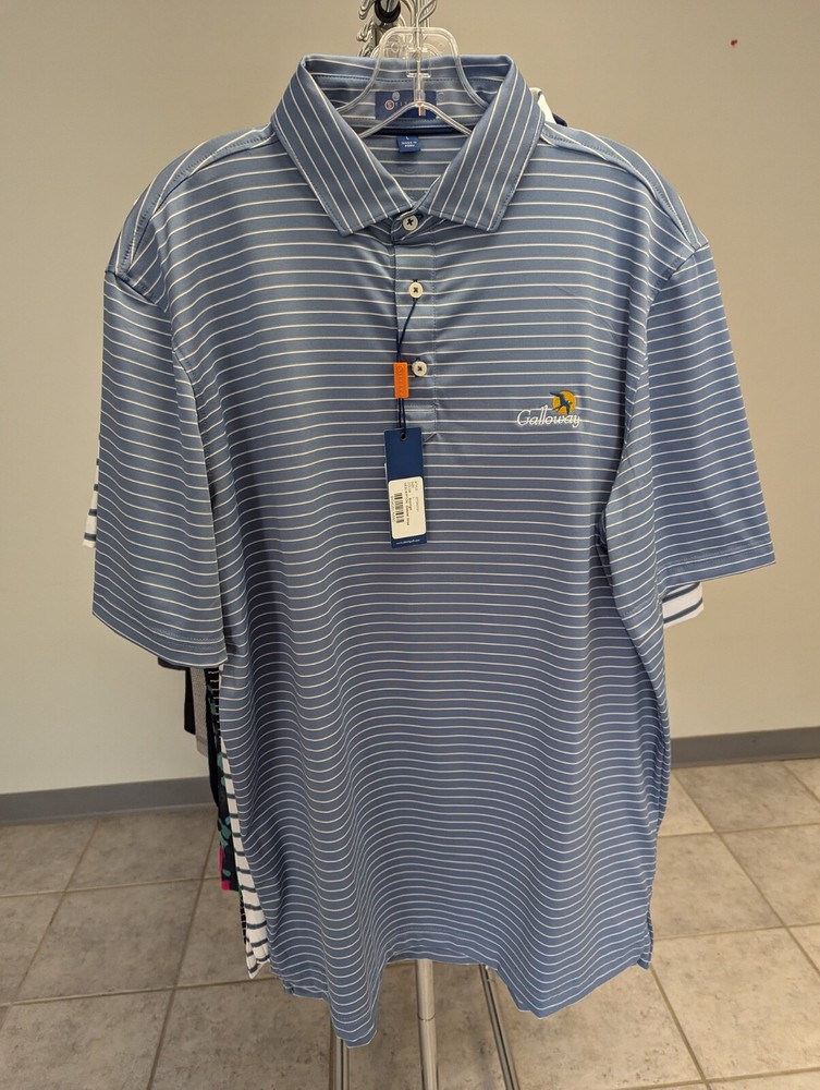NWT MEN'S STITCH BLEEKER STRIPE POLO, SIZE: L, COLOR: MOONLIGHT (M6)