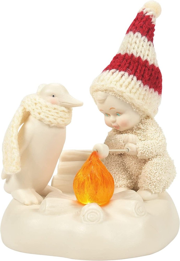 Dept 56 Snowbabies Lighted Cozy Capmfire Snowbaby Figurine. New