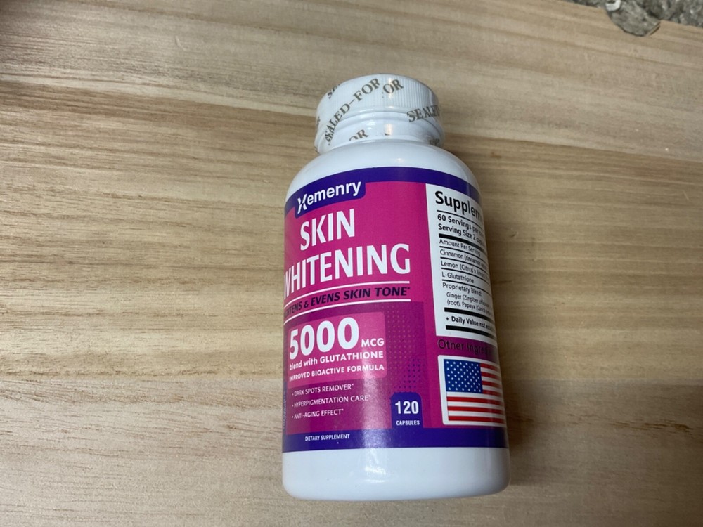 Xemenry Skin Whitening Lightens & Evens Skin Tone 5000MCG 120CapsulesExp-10/2026