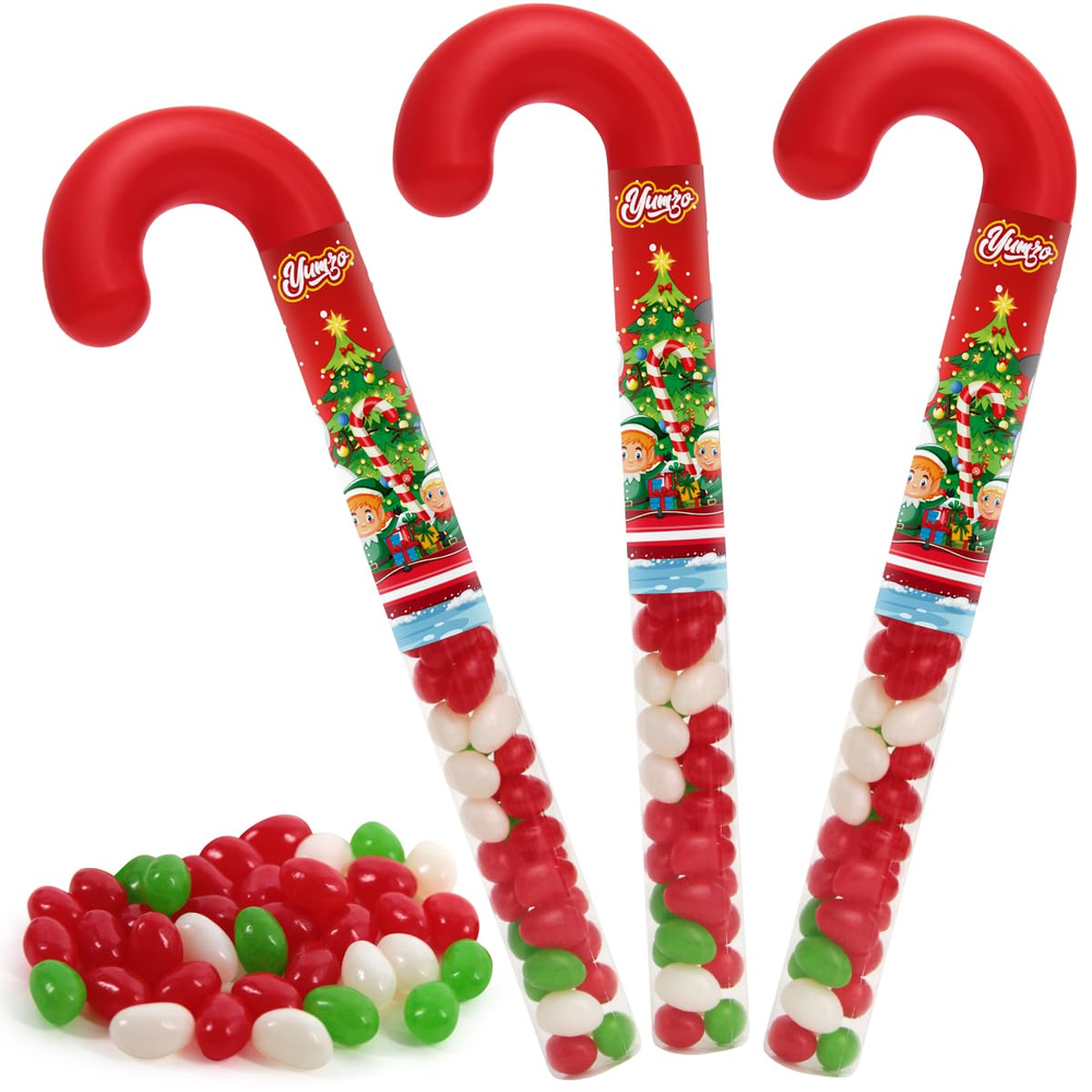Christmas Candy Cane Filled with Jelly Beans – 3 Pack, Perfect Holiday Treat