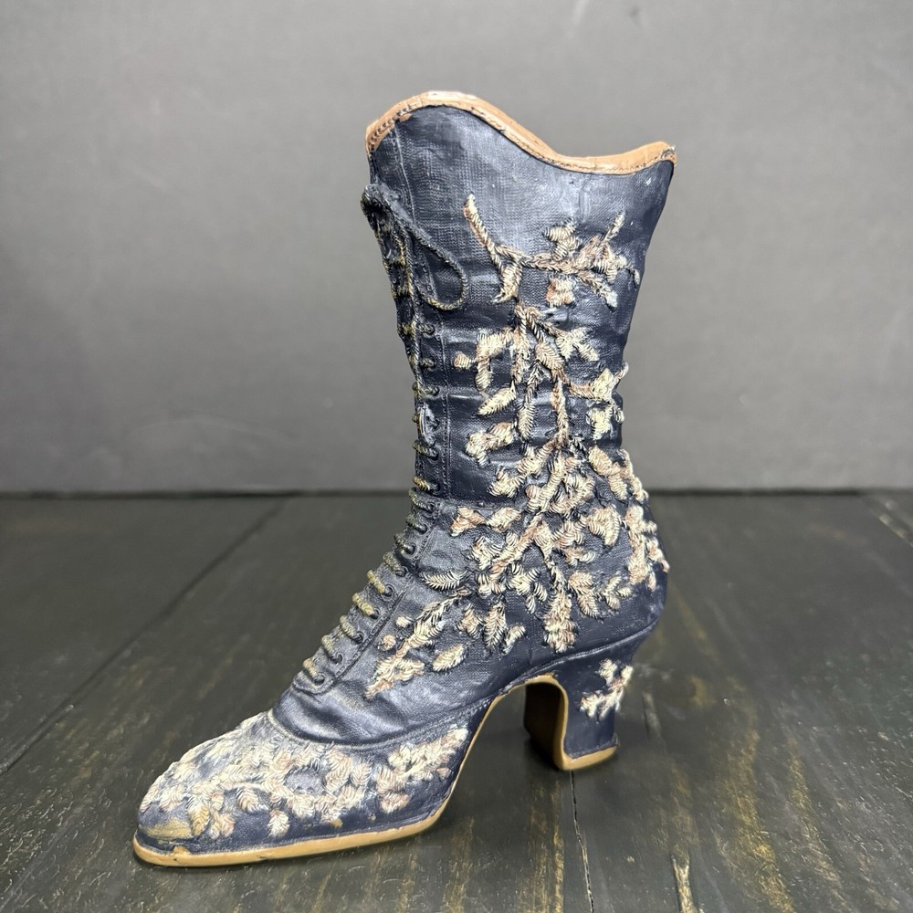 Vintage Nostalgia Collectible  Miniature Blue Victorian Lace Up Boot Approx 6”