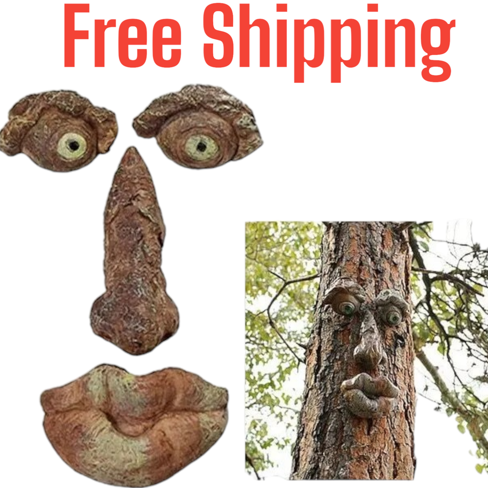 Whimsical 3D Old Man Tree Hugger Sculpture for Garden or Outdoor Face Decor
