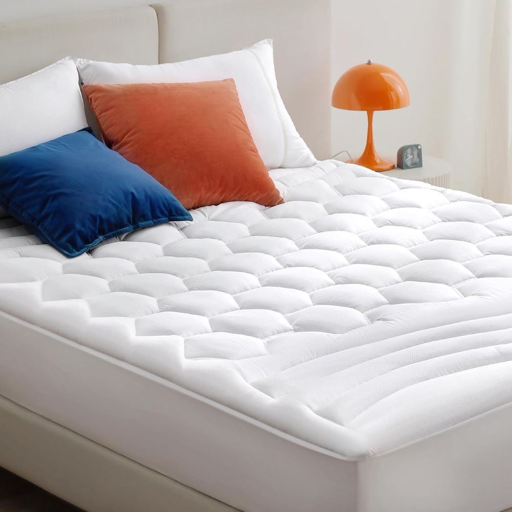 Queen Mattress Pad - Quilted Fitted Mattress Topper, Noiseless Washable Mattress