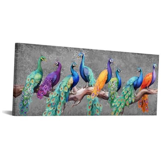 Large Canvas Prints Wall Art Peacocks Showing Beautiful Feathers