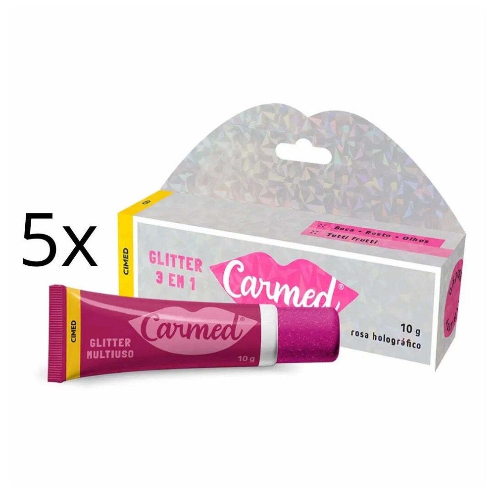 Lot of 5 Cimed Carmed Glitter 3 in 1 Lip Gloss Moisturizer 10g Vegan