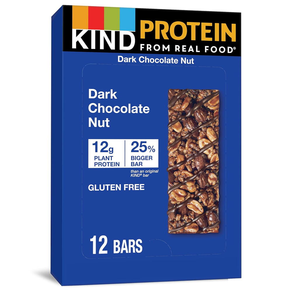 Protein Bars, Dark Chocolate Nut, Healthy Snacks, Gluten Free, 12G Protein, 12 C