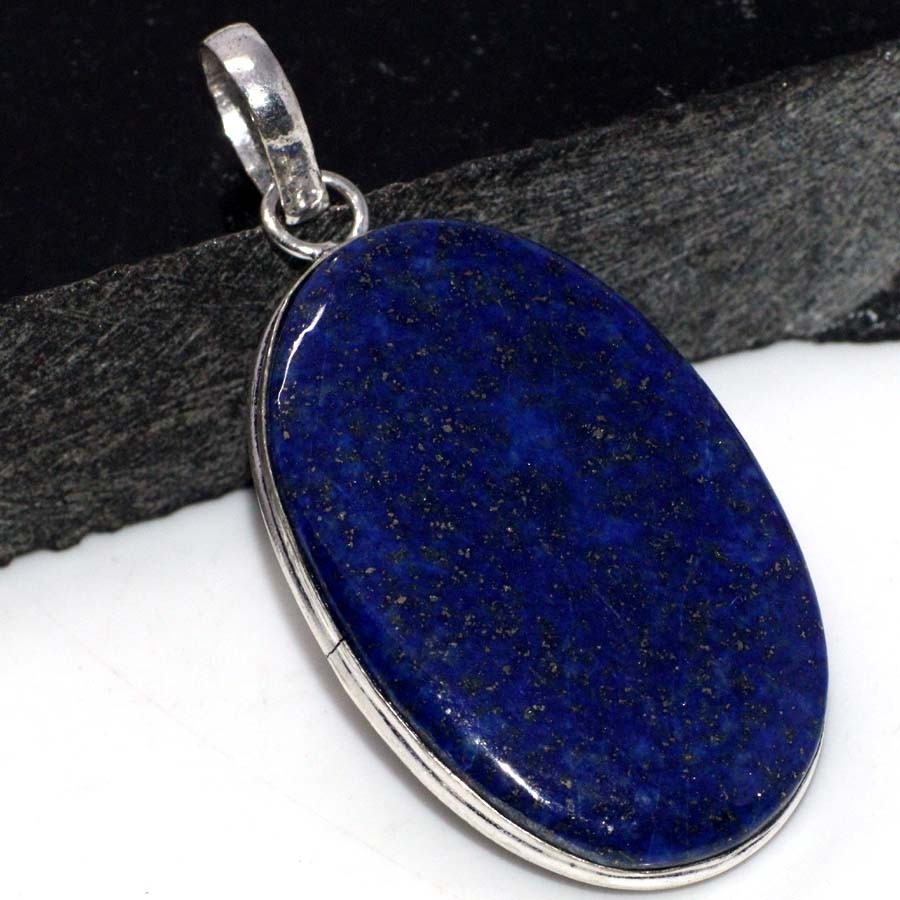 Lapis Lazuli 925 Silver Plated 2.1 Inch Pendant Valentine Gift