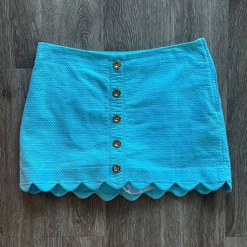 Lilly Pulitzer Kaylie Scallop Skort Blue Ibiza Size 4 Preppy Resortwear