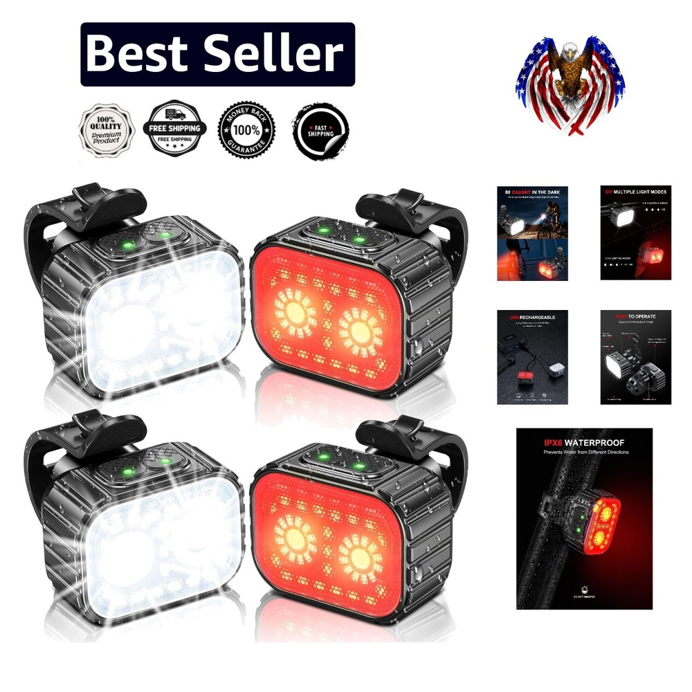 Super Bright 8+12 Mode Bicycle Lights - Long Lasting Rechargeable Cycling Safety