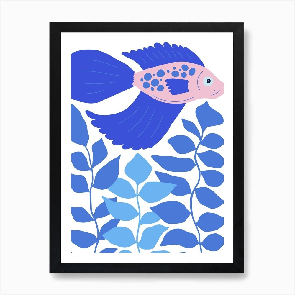 Betta Fish Ocean Collection Boho Ar Framed Wall Art Poster Canvas Print Picture