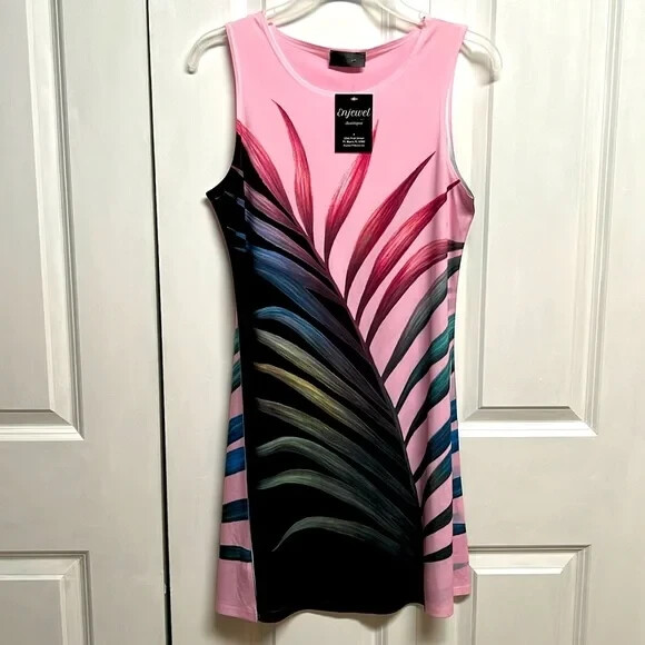 Enjewel Boutique Colorful Fern Print Sleeveless Dress Size S NWT