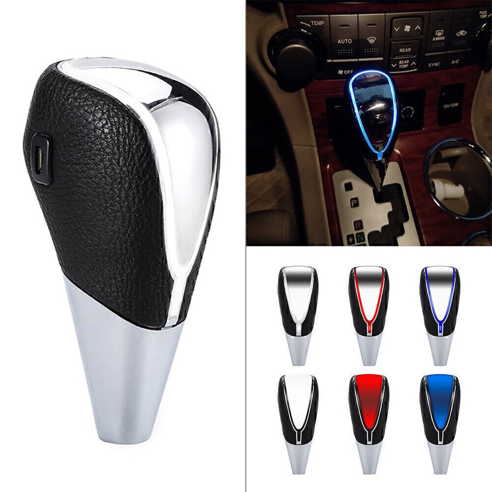 LED Touch-Activated Car Gear Shift Knob with USB Charging and Color Change