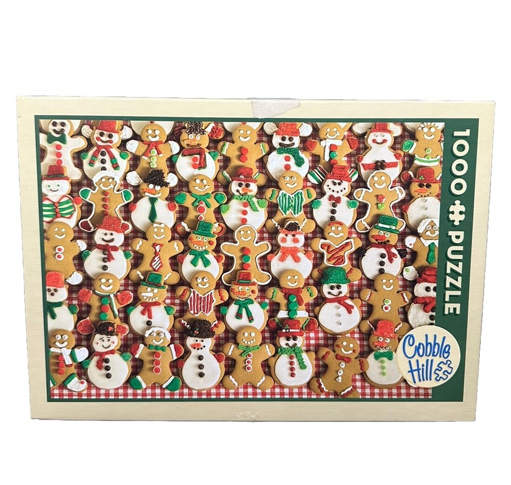 Cobble Hill 1000 Pc Jigsaw Puzzle Christmas Bake Sale Gingerbread Men Cookies-image
