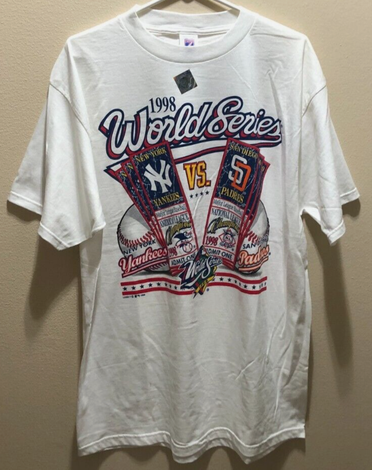 N.Y. Yankees S.D. Padres MLB Vintage 1998 Logo 7 World Series White T-Shirt XL