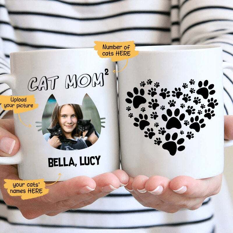 Cat Mom Photo Personalized Cat Mom Coffee Mug Personalized Custom Coffee Ceramic