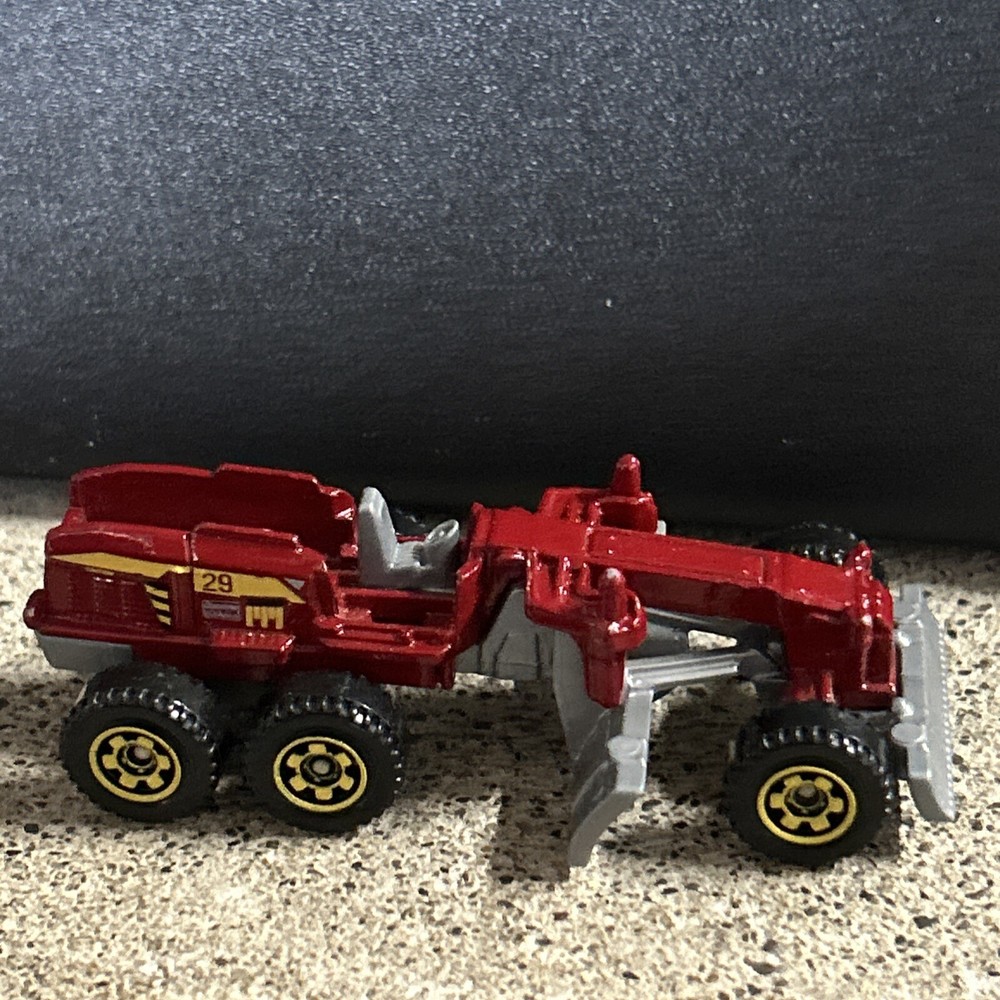 Vehicle Ground Grinder Maroon Construction Road Grader 1:64 Diecast Car Loose
