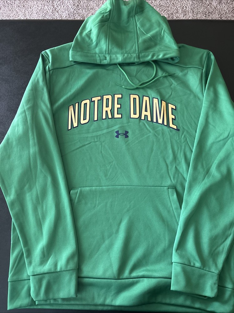 Under Armour University Of Notre Dame Fighting Irish Green Hoodie Size Large