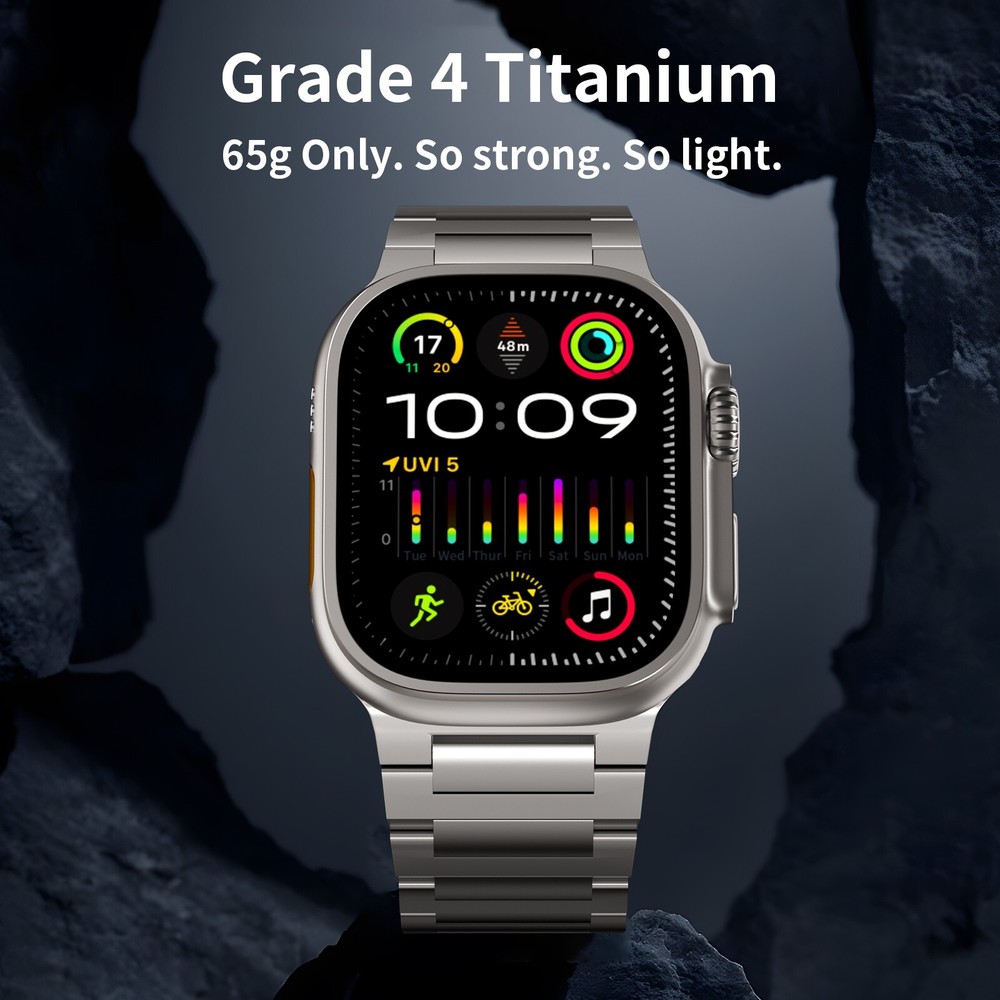 Grade 4 Titanium - Full Titanium Watch Belt with Magnetic Buckle for Apple Watch