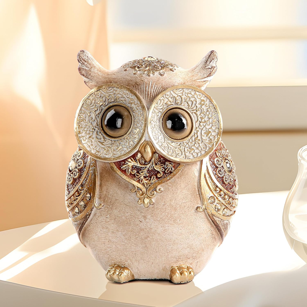 Stylish Owl Statue for Home Office Shelf Bookshelf or Indoor Table Decor