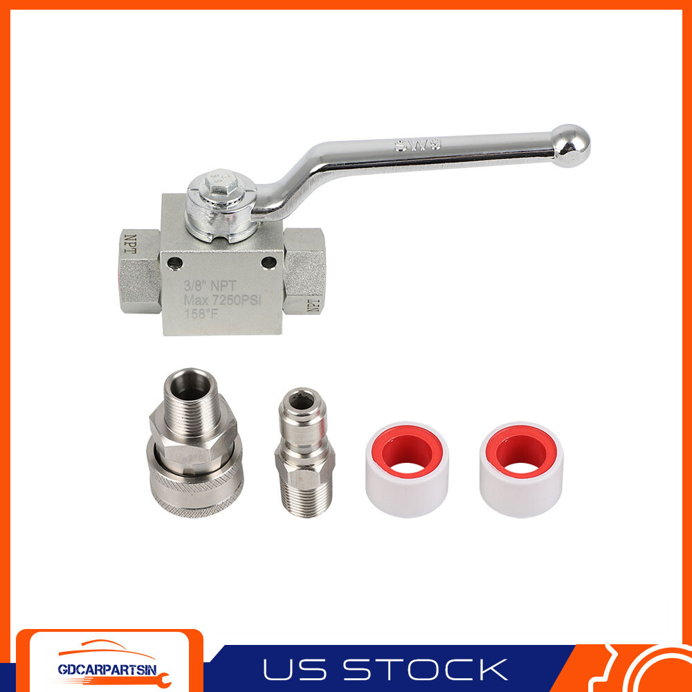 High Pressure Washer Ball Valve Kit SS for Power Washer Hose 3/8