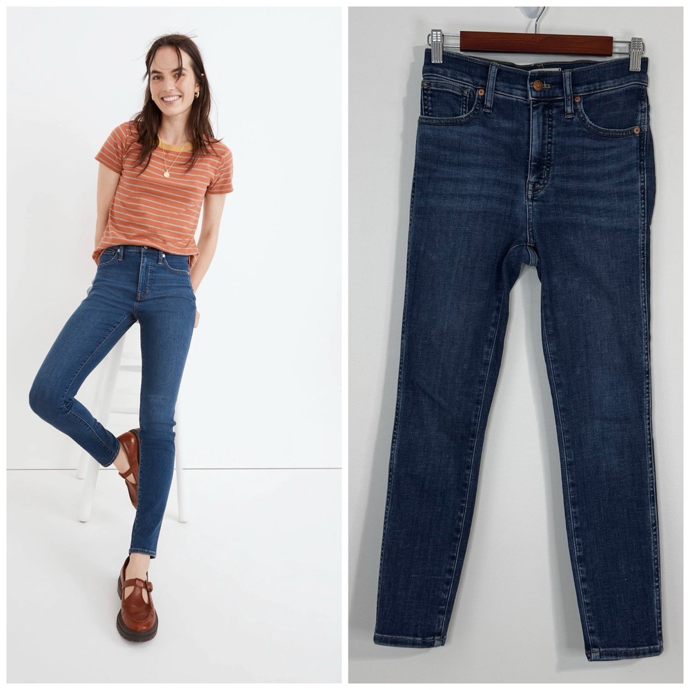 Madewell 10-Inch High Rise Skinny Jeans Petite 26P Dark Wash Blue Slim Fit  