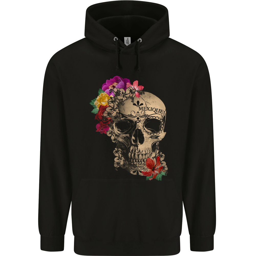 Mexique Sugar Skull Day of the Dead DOTD Mens 80% Cotton Hoodie
