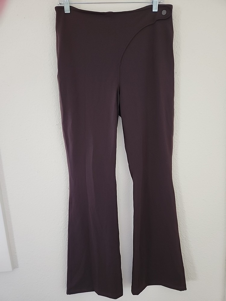 Womens Lululemon Smooth Cover Wrap Waist Flared Pants Brown 32