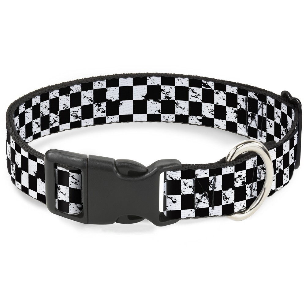 Plastic Clip Collar Checker Weathered Black/White NARROW-Small 7-8.5