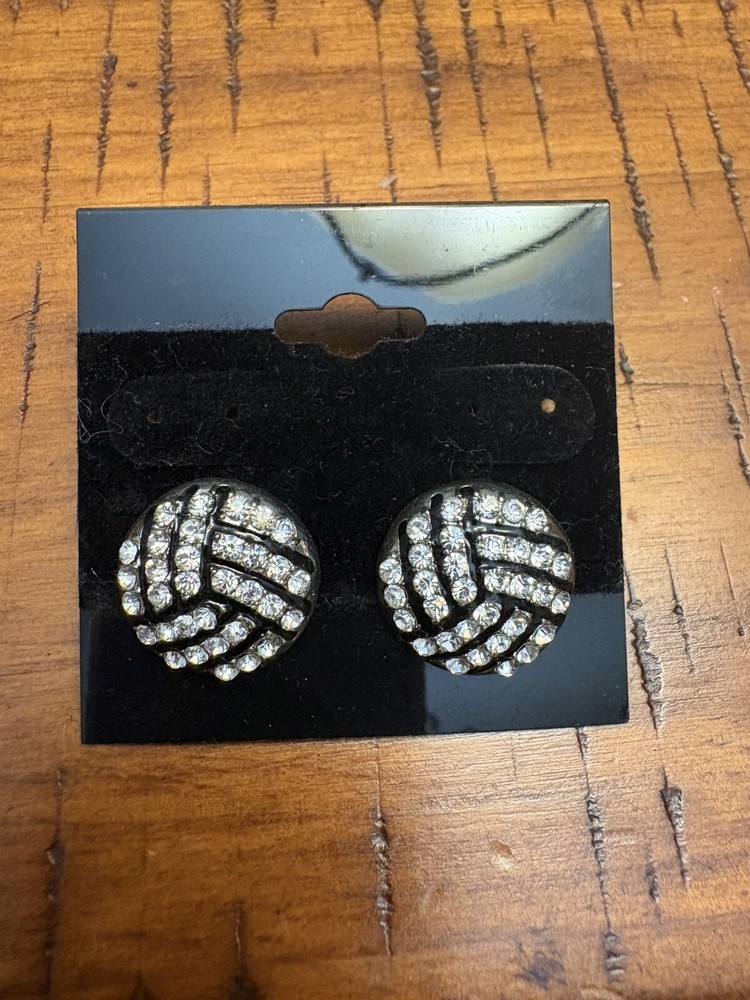 Fashion Women Crystal Volleyball Post Med Earrings