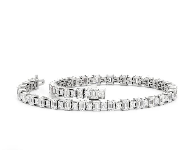 9 Ct Baguette Simulated Diamond 925 White Sterling Silver Tennis Link Bracelet