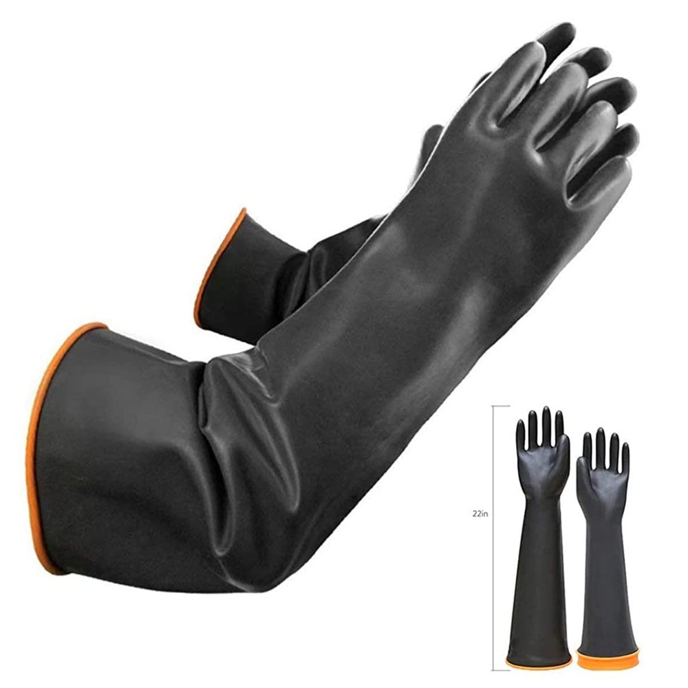 22-inch Reusable Latex Chemical Resistant Gloves Heavy Duty Long Rubber Dishwashing