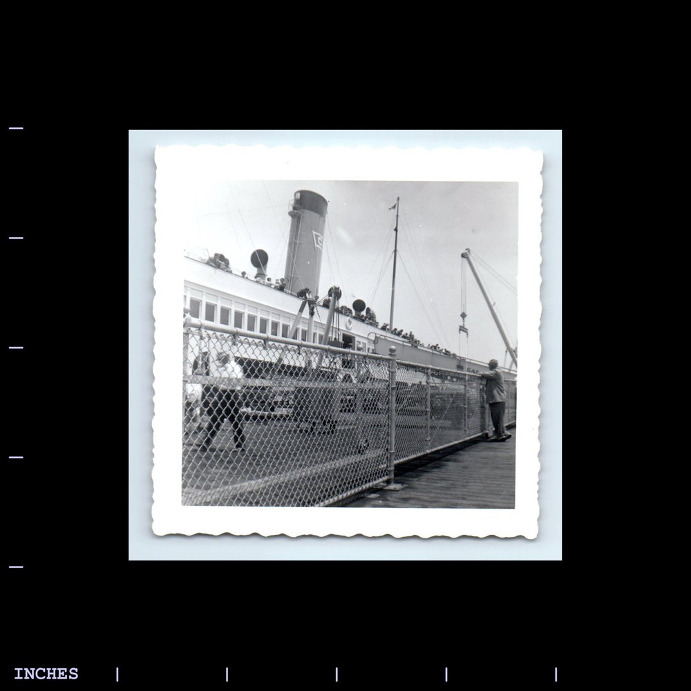 Old Square Photo MAN NEXT TO CRUISE SHIP