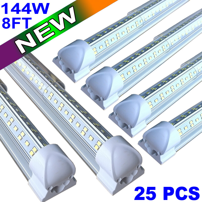 8ft LED Shop Light Fixture -144W 18000LM, 6500K Integrated Tube Light 25 pack