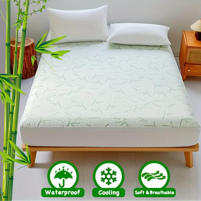 1pc Cooling Waterproof Bamboo Mattress Cover No Pillowcase Breathable