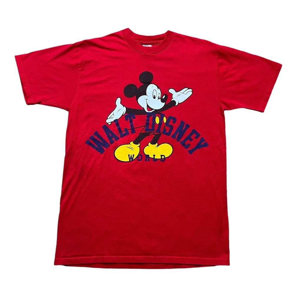 Vintage 90s Mickey Mouse Disney World Red T-Shirt Large USA Made
