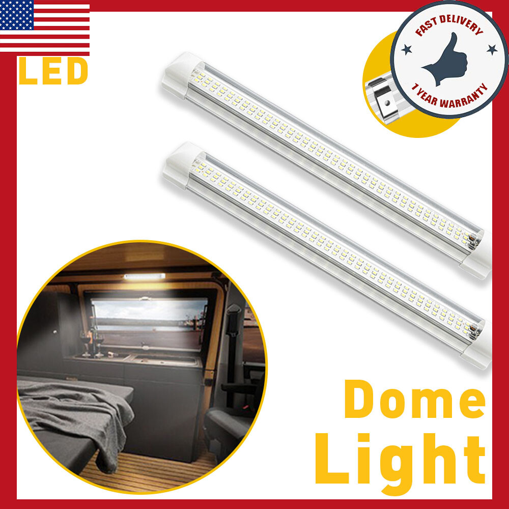 2X 108LED Light Interior Bar Strip Car Van Bus Caravan ON/OFF Switch 12V-24V