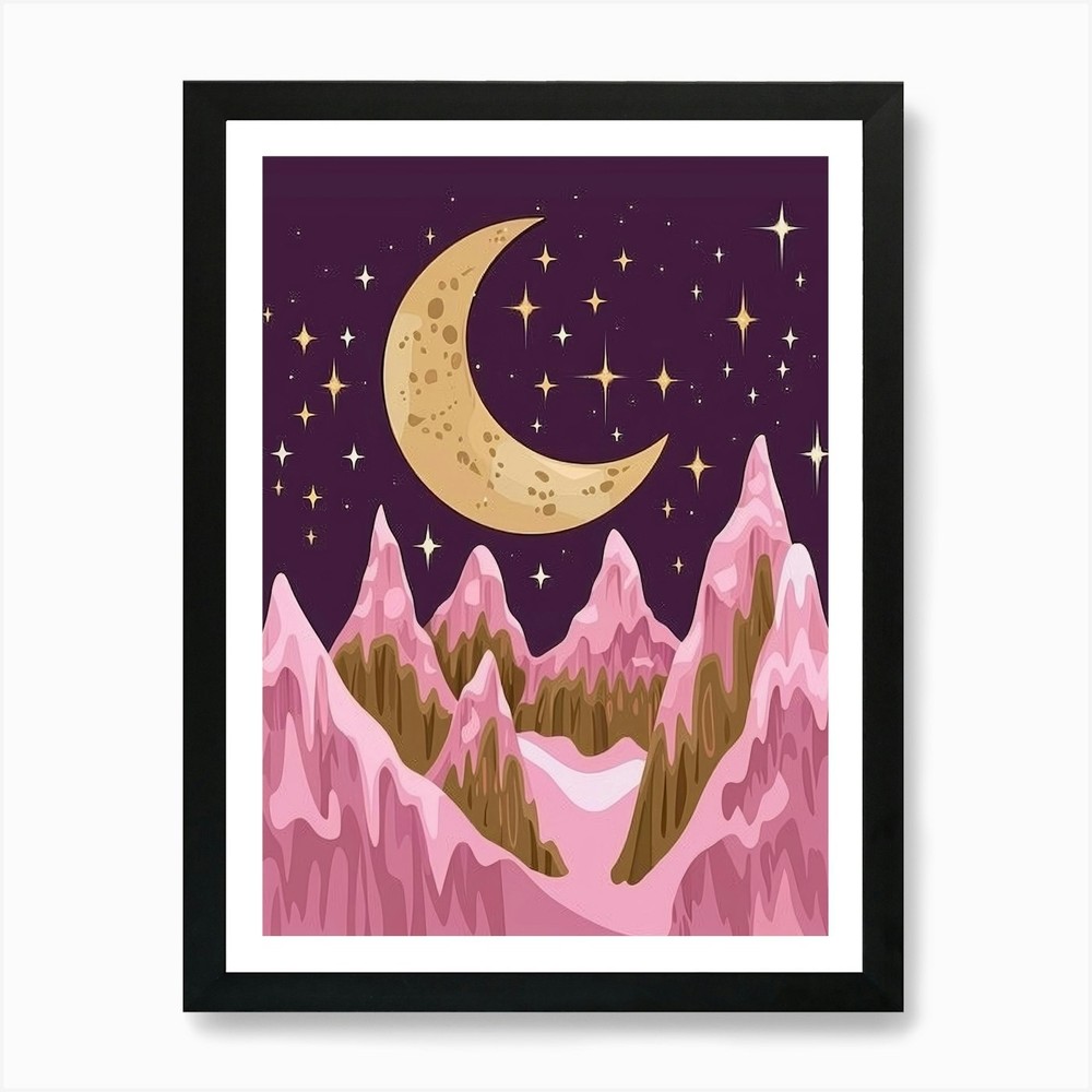 Moon And Stars 11 Art Print Framed Wall Art Poster Canvas Print Picture