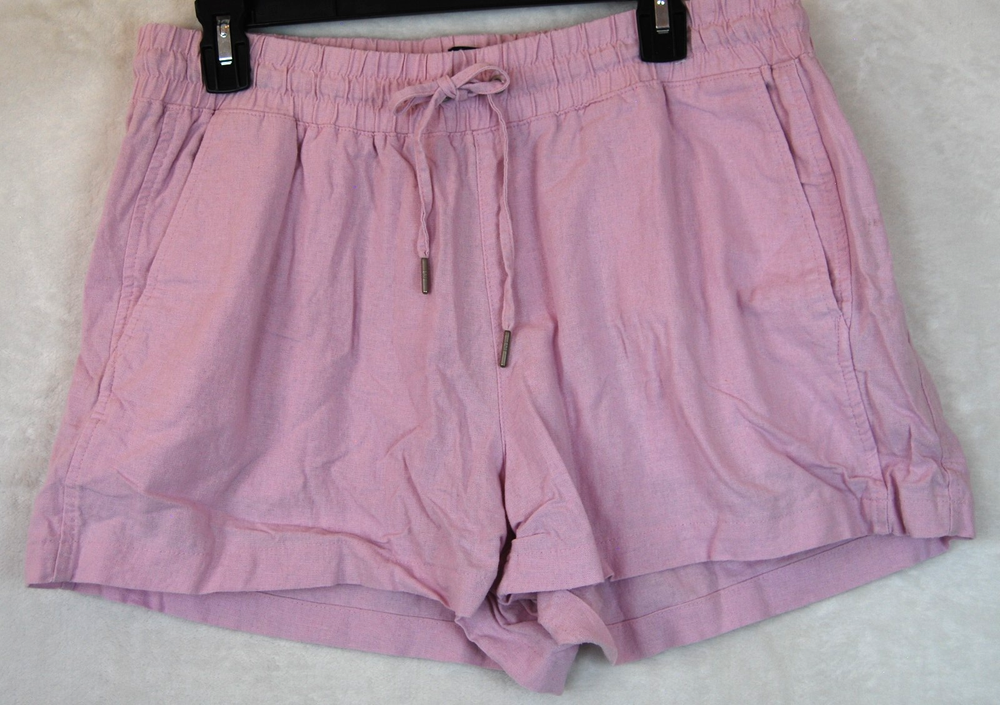 Gap Linen Blend Shorts Womens Large Orchid Pink Drawstring Pull On High Rise EUC