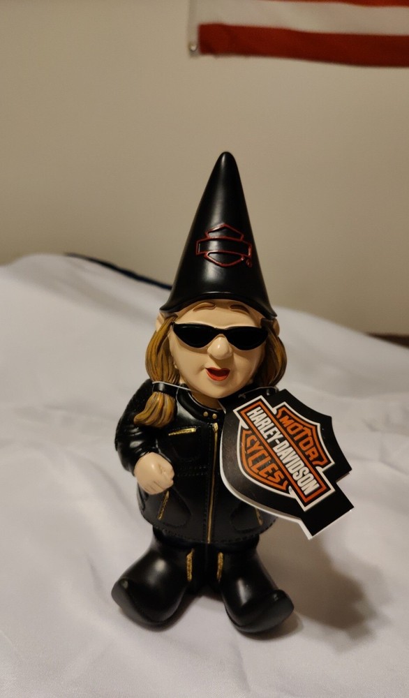 Harley-Davidson Lady Biker Themed Polystone Garden Gnomette 4.5